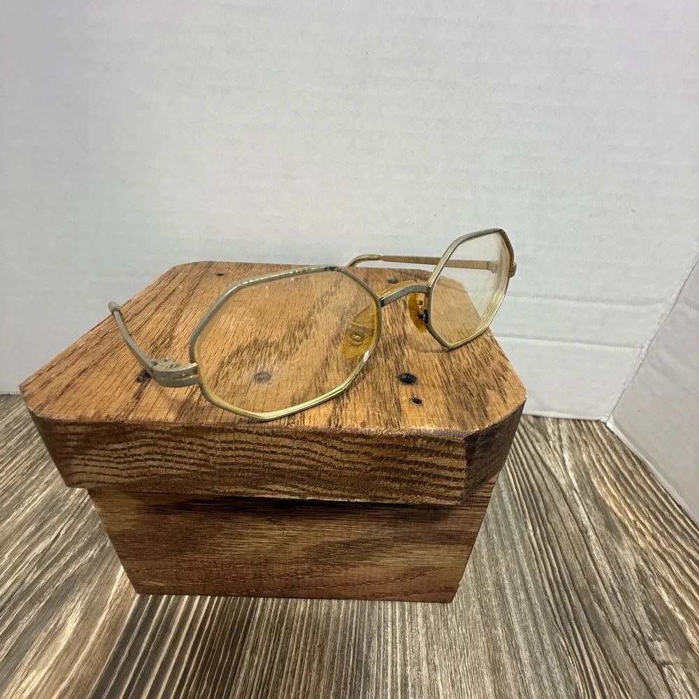 Vintage Jane by Joy Octagon Eyeglasses Gold Silver Geometric Frames